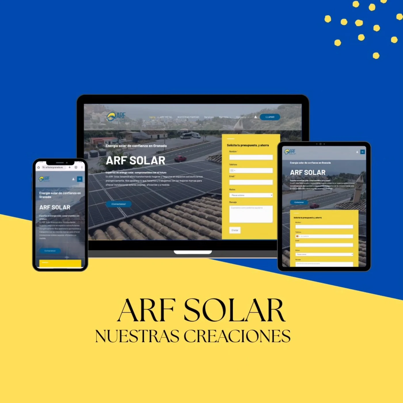Diseño y desarrollo web realizado para ARF Solar por Granada Informática